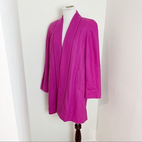 Vintage 80's Harve Barnerd Pink Wool Long Open Front Blazer Coat - Picture 12 of 12